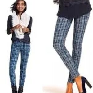 Women's Blue Graphic Grid Pants